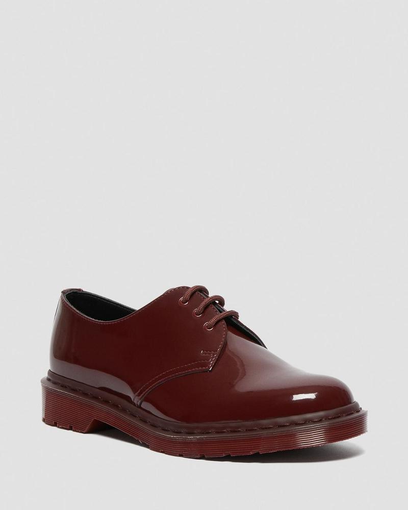 Red Women\'s Dr Martens 1461 Made in England Mono Patent Leather Oxfords Shoes | CA 354VRW